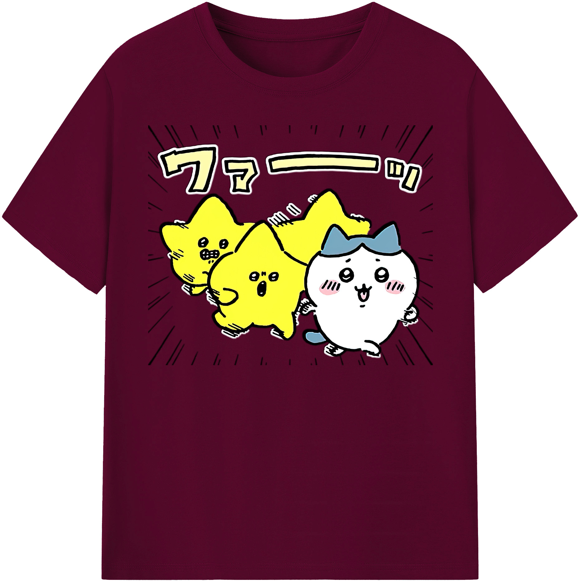 （画像用） ちいかわ 流れ星 Chii-kawa Shooting star レディースカジュアルプリントTシャツ（綿100％）